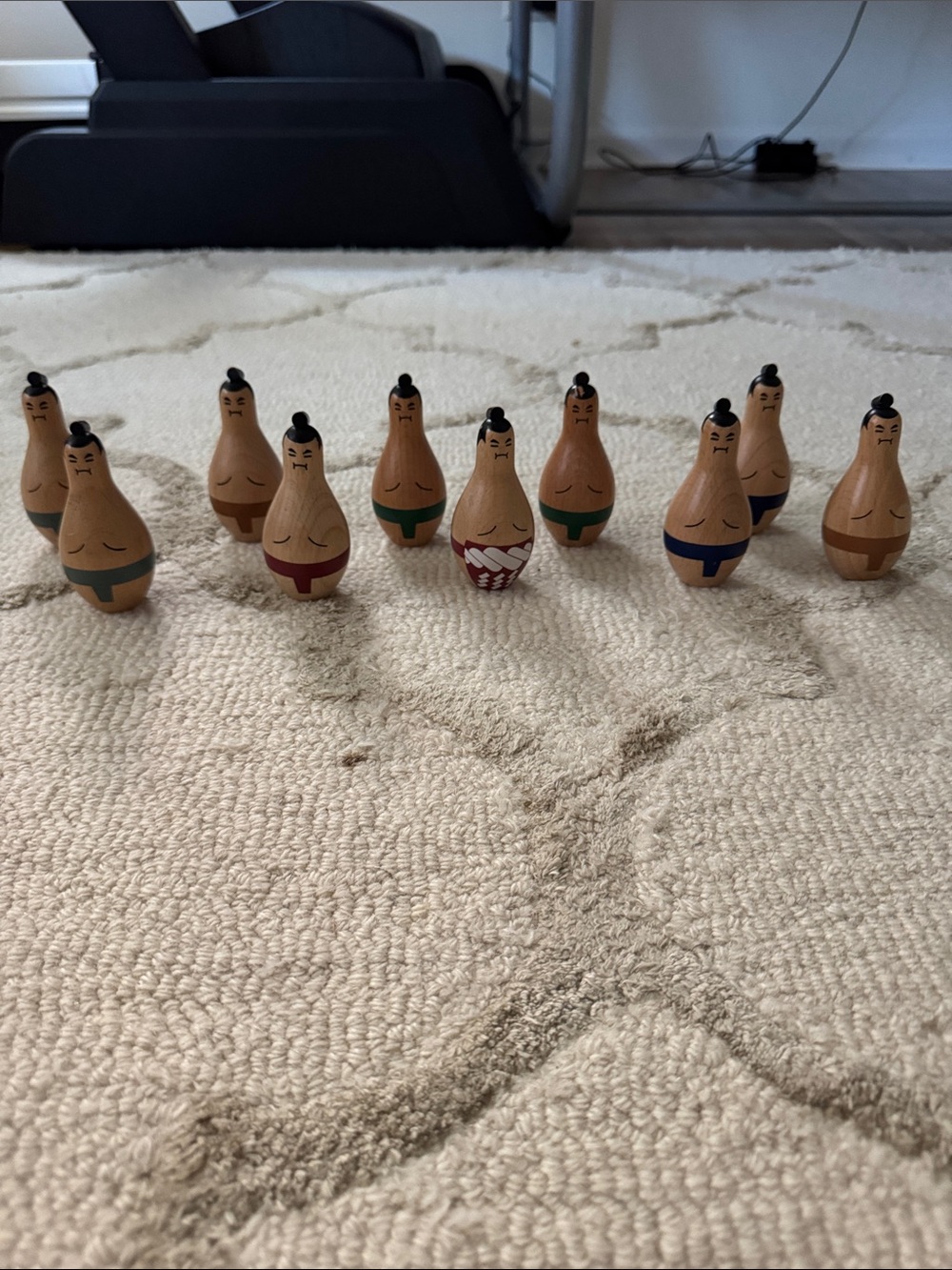 Hand-Painted Wooden Sumo Wrestler Figurine Set - Neutral Tones mini bowling set
